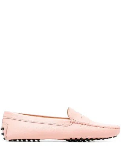 Tod's Grained Leather Gommino Driving Shoes In Pink