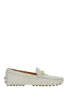 Tod's White Lime Calfskin Driving Loafer With Low Heel In White