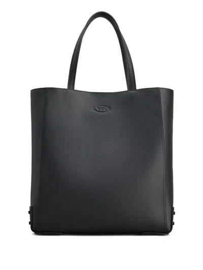 Tod's Tote Shopping Bag In Leather Medium In Black