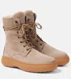 Tod's Gommini Shearling-lined Bootie In Grey