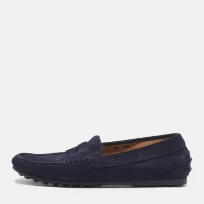 Pre-owned Tod's Gommini Size 34 Navy Blue Suede Loafers