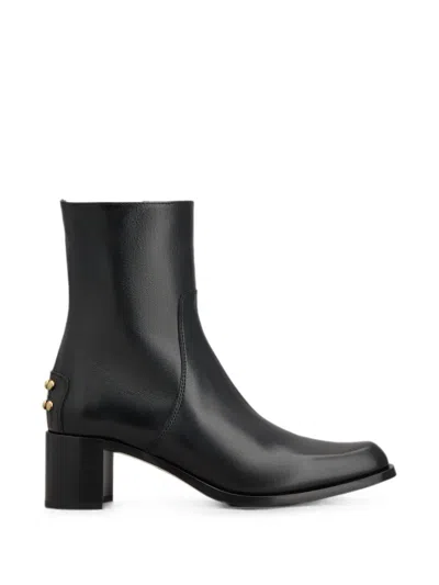 Tod's Metal Dots Ankle Boots In Leather In Black