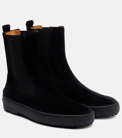 Tod's Gommini Suede Ankle Boots In Black