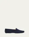 Tod's Gommini Suede Driver Penny Loafers In Blue