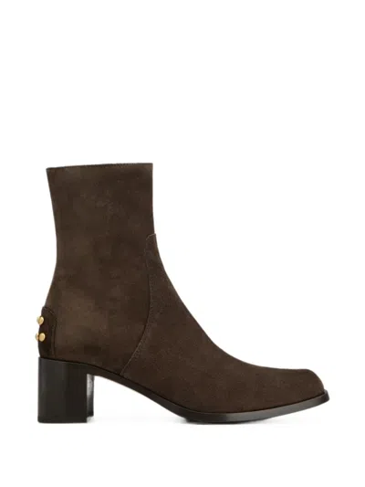 Tod's Gommini-studded Suede Ankle Boots In Brown