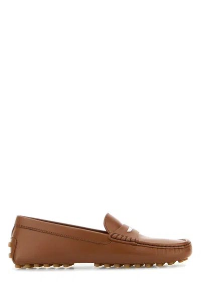 Tod's Caramel Leather Loafers In Brown
