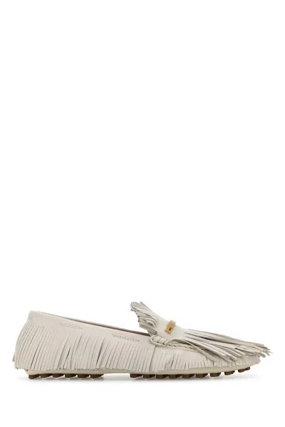 TOD'S TOD'S CHALK LEATHER LOAFERS
