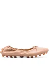 Tod's Beige Gommino Ballerina Shoes In Rosa