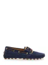 Tod's 'gommino' Blue Loafers With Woven Tie In Blue