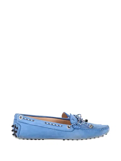 Pre-owned Tod's Gommino Bow-detail Loafers In Blue