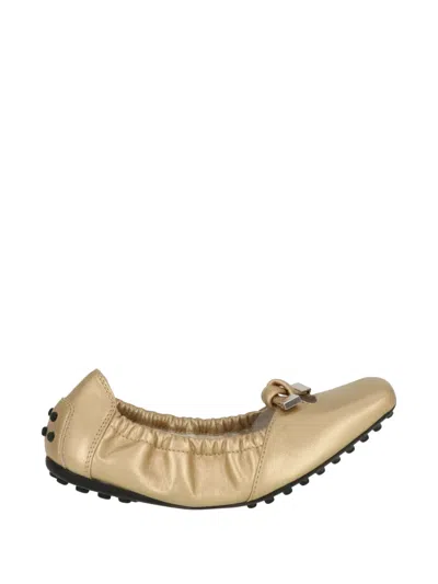 Tod's Kids' Gommino Bow-detail Ballet Flats In Gold