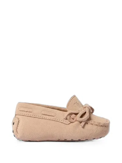 Tod's Babies' Gommino Bow-detail Suede Loafers In Neutral
