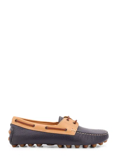 Tod's Gommino Bubble Leather Lace Up Boat Shoe In Blue