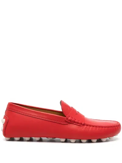 Tod's Rubberized Moccasin In Red