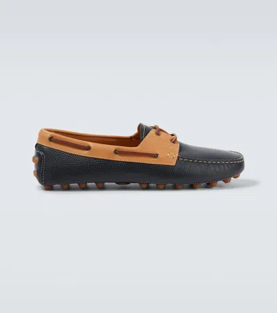 TOD'S GOMMINO BUBBLE LEATHER BOAT SHOES