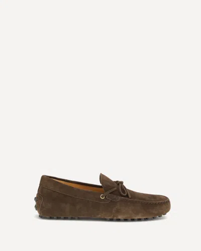 Tod's Brown Calf Leather Bos Taurus Slip-on Loafers In Green