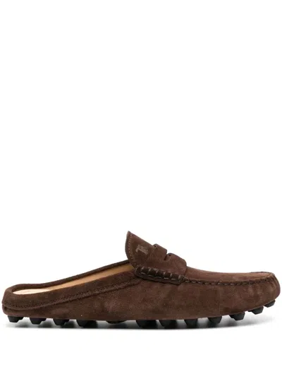Tod's Gommino Bubble Mules Aus Wildleder In Brown