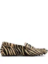 Tod's Zebra Pattern Calf Hair Loafers In Black