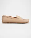 Tod's Gommino Calfskin Penny Driver Loafers In Neutral