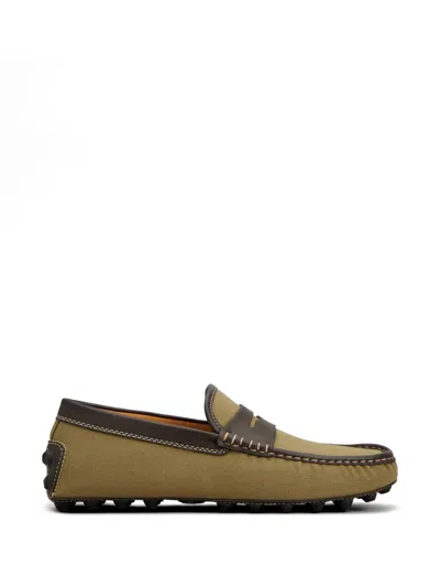 Tod's Gommino Bubble Loafers In Canvas And Leather In Green