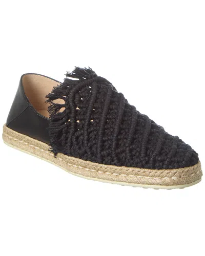 Tod's Woman Espadrilles Black Size 5.5 Textile Fibers, Leather