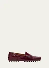 Tod's Gommino Croco Penny Driver Loafers In Rosso Scuro