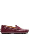Tod's 5mm Croc Embossed Leather Loafers In Red