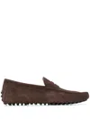 Tod's Gommio Driver Suede Loafers In Brown