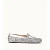 Tod's Gommino Driving Shoes In Leather In Silver