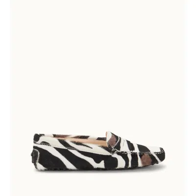 Tod's Gommino Zebra-print Calf Hair Loafers In Black
