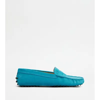 Tod's Gommino Driving Shoes In Suede In Blue
