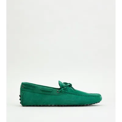 Tod's Gommino Driving Shoes In Suede In Green