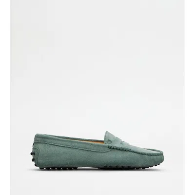 Tod's Gommino Driving Shoes In Suede In Green