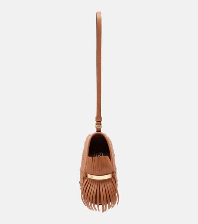 Tod's Brown Pendant With Fringed And Wrist Strap In Leather Woman