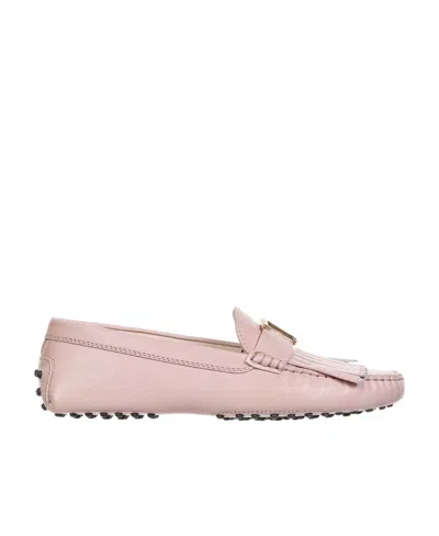 Tod's Gommino Fringed Loafers In Pink