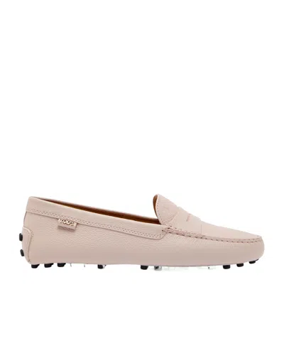 Tod's Gommino Grained Leather Loafers In Neutral