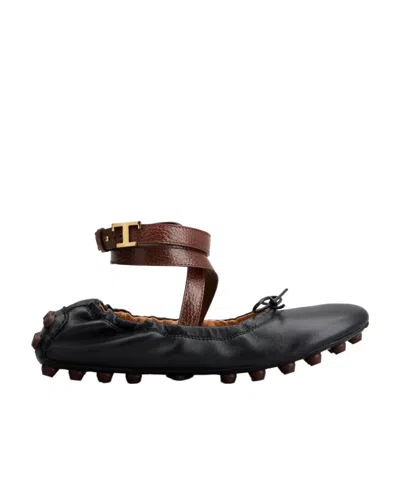 TOD'S TOD'S GOMMINO WRAPAROUND STYLE BALLERINA SHOES