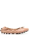 Tod's Gommino Leather Ballerina Shoes In Pink