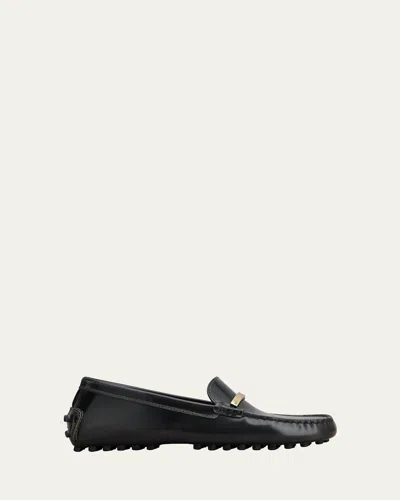 Tod's Gommino Leather Bar Driver Loafers In Black