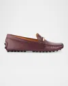 Tod's Gommino Leather Bar Driver Loafers In Burgundy