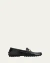 Tod's Gommino Leather Bar Driver Loafers In Grafite