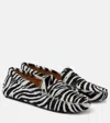 Tod's Zebra Pattern Calf Hair Loafers In Black