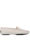 Tod's New Gommini Loafers In Hammered Leather With Sleeper In White