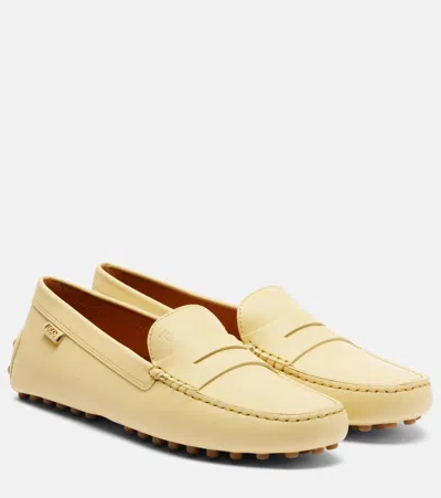 Tod's Gommino Leather Driving Shoes In Yellow