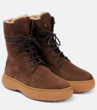 Tod's Gommino Leather Lace-up Boots In Coconut
