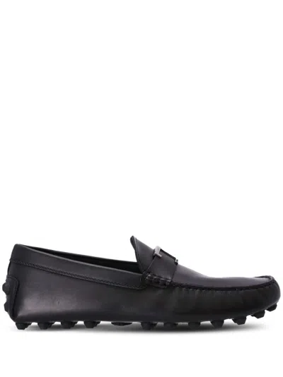 Tod's Gommino Leather Loafers In Nero