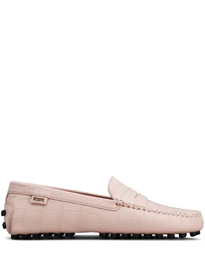 Tod's Tods Gommino Grained Leather Loafers In Pink