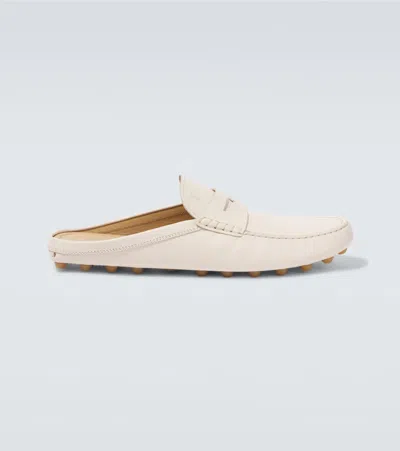 Tod's Gommino Leather Loafers In White