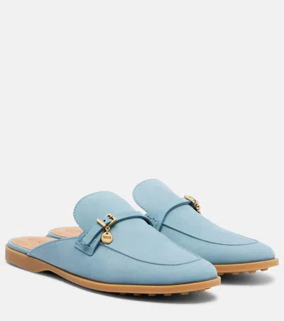 Tod's Gommino Leather Mules In Blue