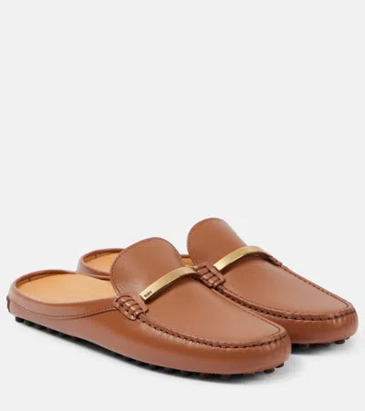 Tod's Gommino Leather Mules In Brown